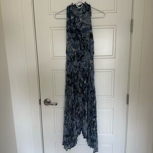 Blue and Black Sleeveless midi Dress